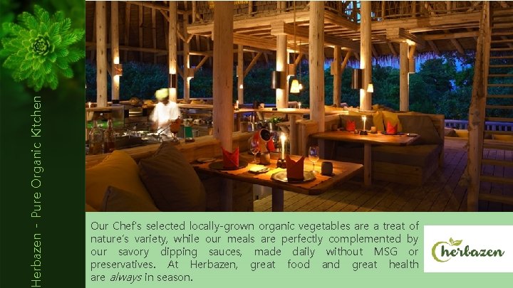 Herbazen - Pure Organic Kitchen Our Chef's selected locally-grown organic vegetables are a treat