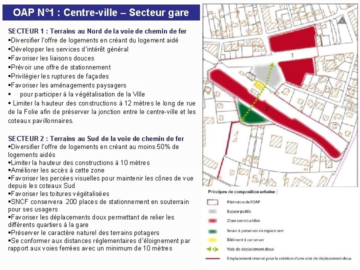 OAP N° 1 : Centre-ville – Secteur gare SECTEUR 1 : Terrains au Nord