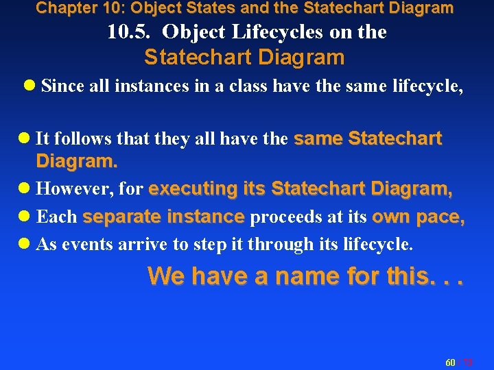 Chapter 10: Object States and the Statechart Diagram 10. 5. Object Lifecycles on the