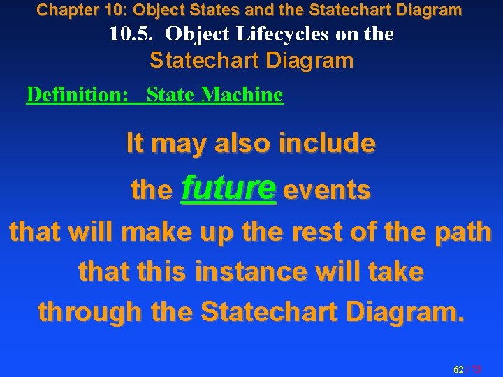 Chapter 10: Object States and the Statechart Diagram 10. 5. Object Lifecycles on the