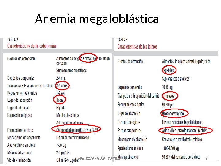 Anemia megaloblástica DRA. ROXANA BLANCO VILLARTE 9 