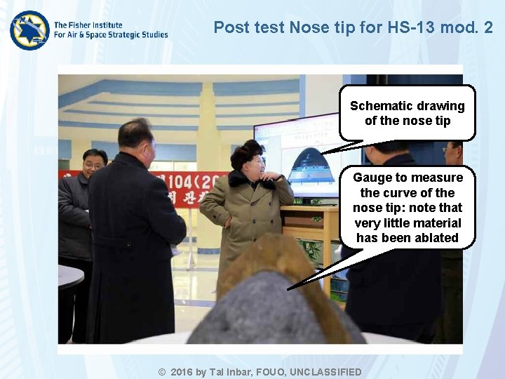 Post test Nose tip for HS-13 mod. 2 Schematic drawing of the nose tip