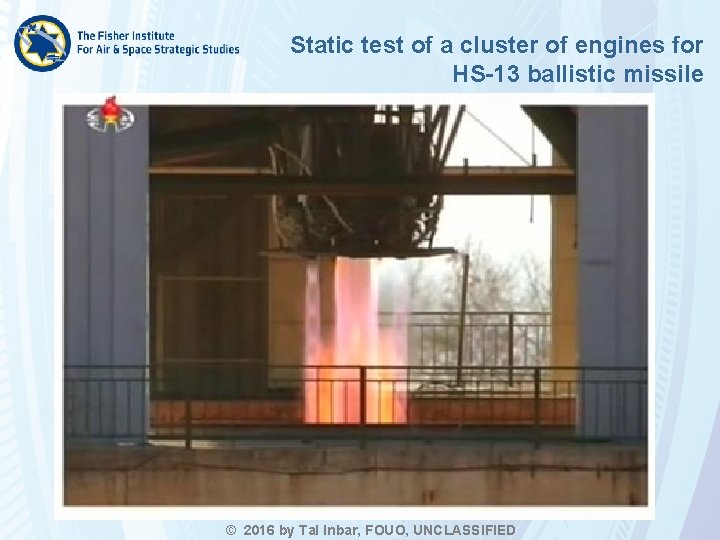 Static test of a cluster of engines for HS-13 ballistic missile © 2016 by