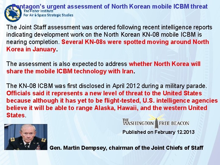 Pentagon’s urgent assessment of North Korean mobile ICBM threat The Joint Staff assessment was