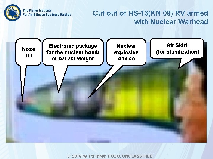 Cut of HS-13(KN 08) RV armed with Nuclear Warhead Nose Tip Electronic package for