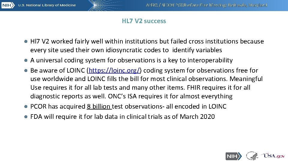 AHRQ / NIDDK PCOR e. Care Plan Meeting: Bethesda, Maryland HL 7 V 2 AHRQ / NIDDK PCOR e. Care Plan Meeting: Bethesda, Maryland HL 7 V 2