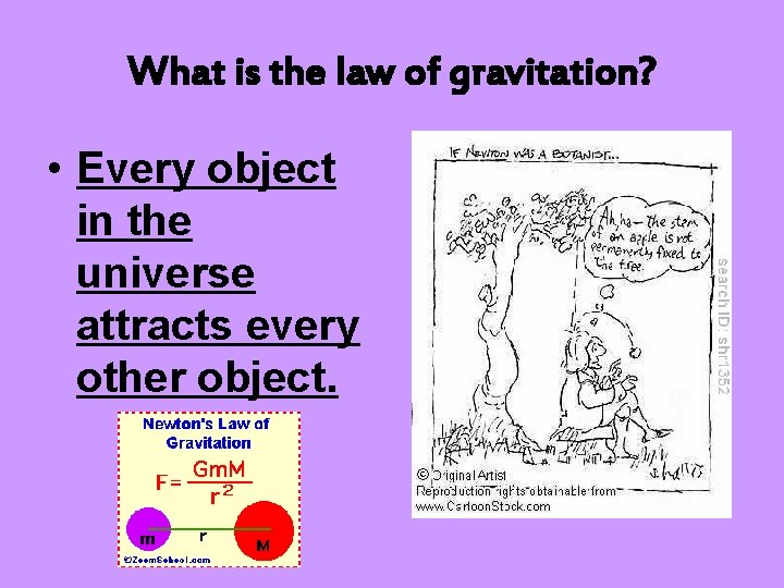 What is the law of gravitation? • Every object in the universe attracts every