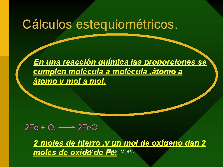 Cálculos estequiométricos. En una reacción química las proporciones se cumplen molécula a molécula ,