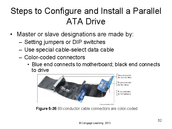 Steps to Configure and Install a Parallel ATA Drive • Master or slave designations