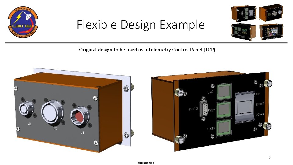 Flexible Design Example Original design to be used as a Telemetry Control Panel (TCP)