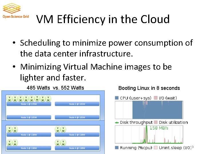 VM Efficiency in the Cloud • Scheduling to minimize power consumption of the data