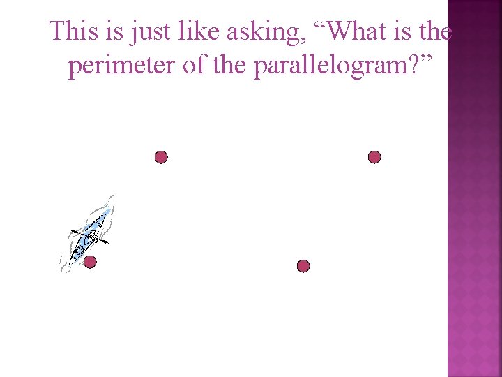 This is just like asking, “What is the perimeter of the parallelogram? ” 