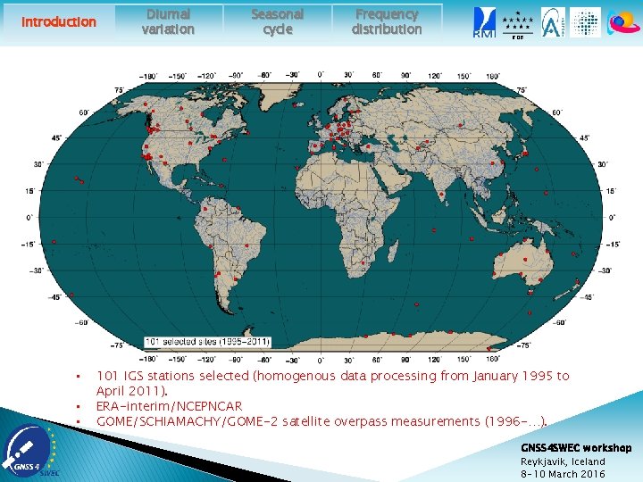 Introduction • • • Diurnal variation Seasonal cycle Frequency distribution ROB 101 IGS stations