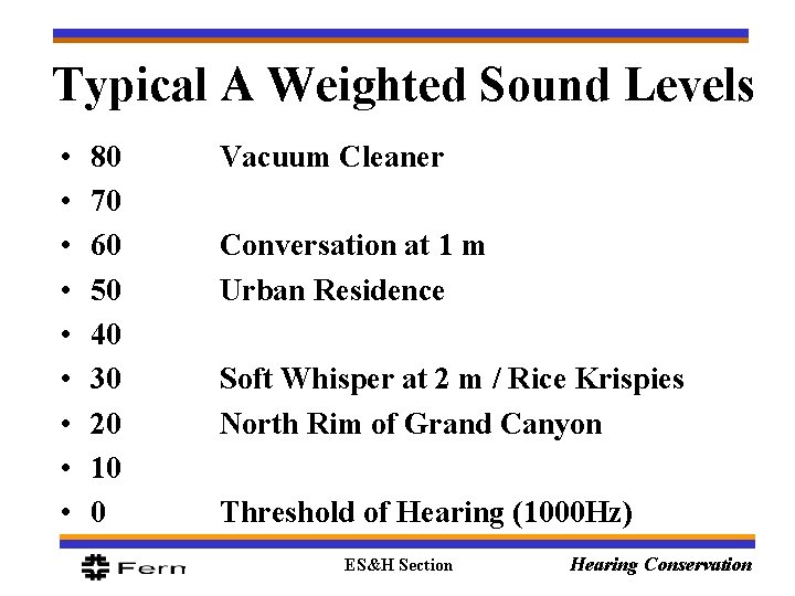 Typical A Weighted Sound Levels • • • 80 70 60 50 40 30