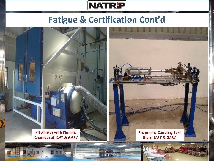 Fatigue & Certification Cont’d ED-Shaker with Climatic Chamber at ICAT & GARC Pneumatic Coupling