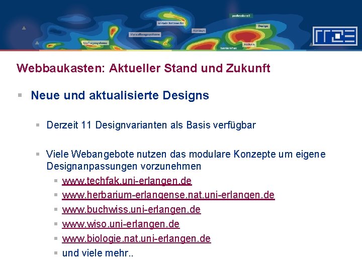 Webbaukasten: Aktueller Stand und Zukunft § Neue und aktualisierte Designs § Derzeit 11 Designvarianten