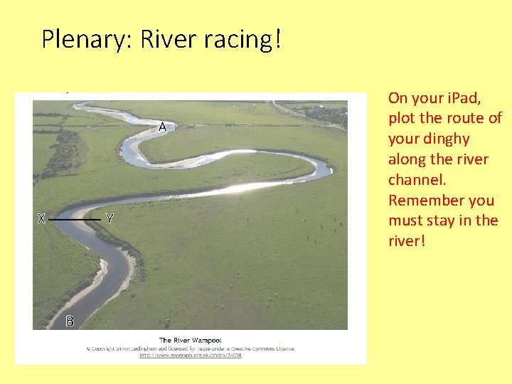 Plenary: River racing! On your i. Pad, plot the route of your dinghy along