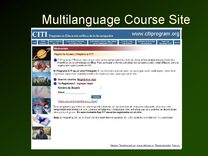 Multilanguage Course Site www. citiprogram. org English Spanish Portuguese French Russian Thai Chinese Japanese Multilanguage Course Site www. citiprogram. org English Spanish Portuguese French Russian Thai Chinese Japanese