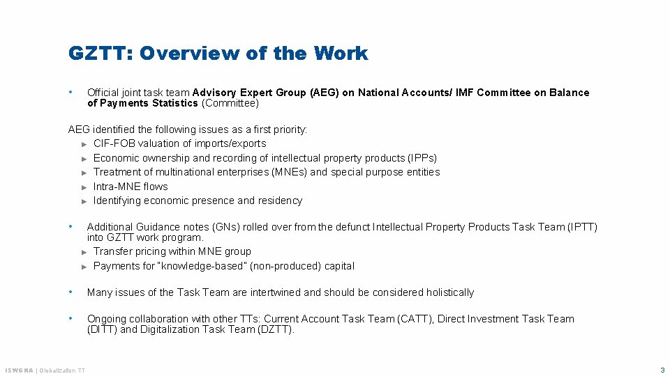 GZTT: Overview of the Work • Official joint task team Advisory Expert Group (AEG)