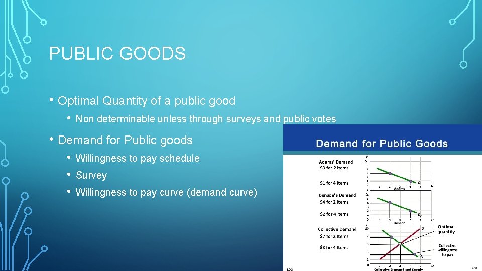 PUBLIC GOODS • Optimal Quantity of a public good • Non determinable unless through