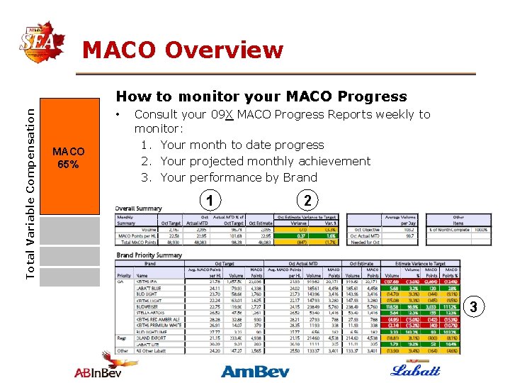 MACO Overview Total Variable Compensation How to monitor your MACO Progress • MACO 65%