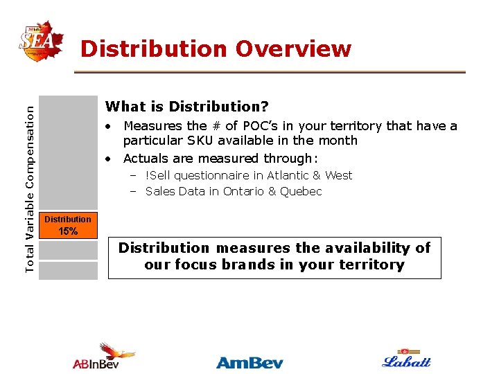 Total Variable Compensation Distribution Overview What is Distribution? • Measures the # of POC’s