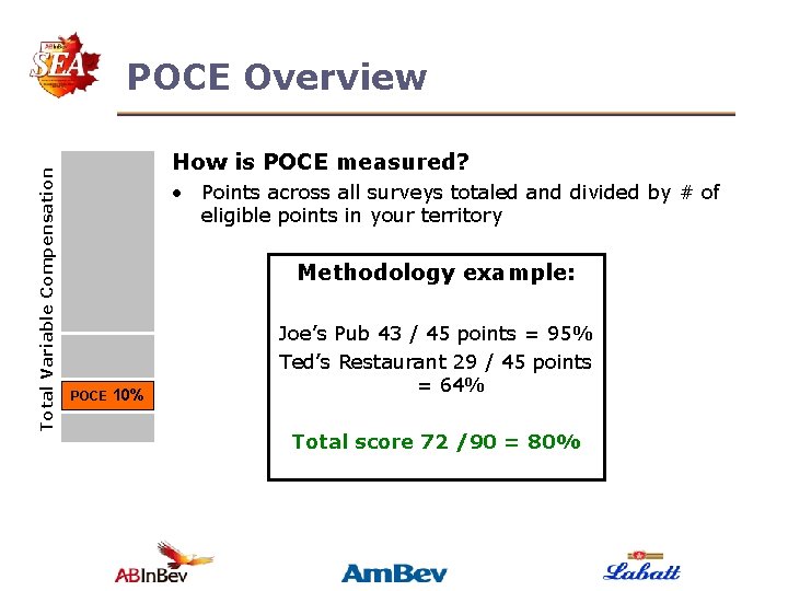 Total Variable Compensation POCE Overview How is POCE measured? • Points across all surveys