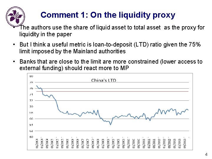 Comment 1: On the liquidity proxy • The authors use the share of liquid