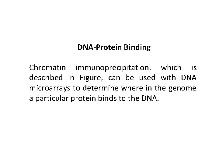 DNA-Protein Binding Chromatin immunoprecipitation, which is described in Figure, can be used with DNA