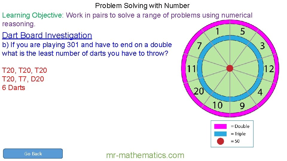 Problem Solving with Number Learning Objective: Work in pairs to solve a range of