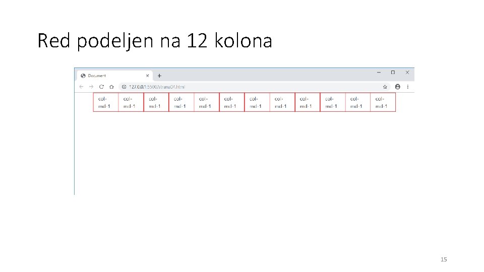 Red podeljen na 12 kolona 15 