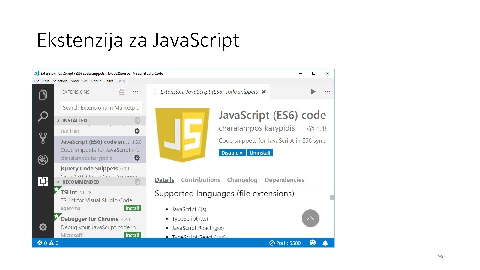 Ekstenzija za Java. Script 29 