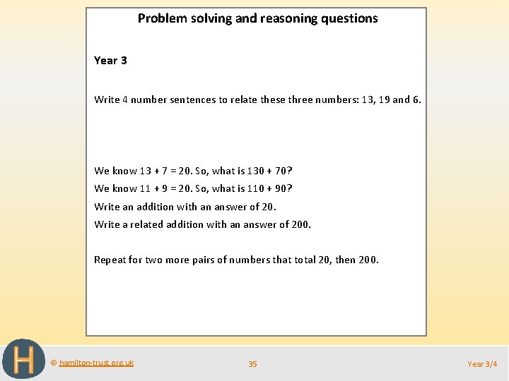 Problem solving and reasoning questions Year 3 Write 4 number sentences to relate these Problem solving and reasoning questions Year 3 Write 4 number sentences to relate these