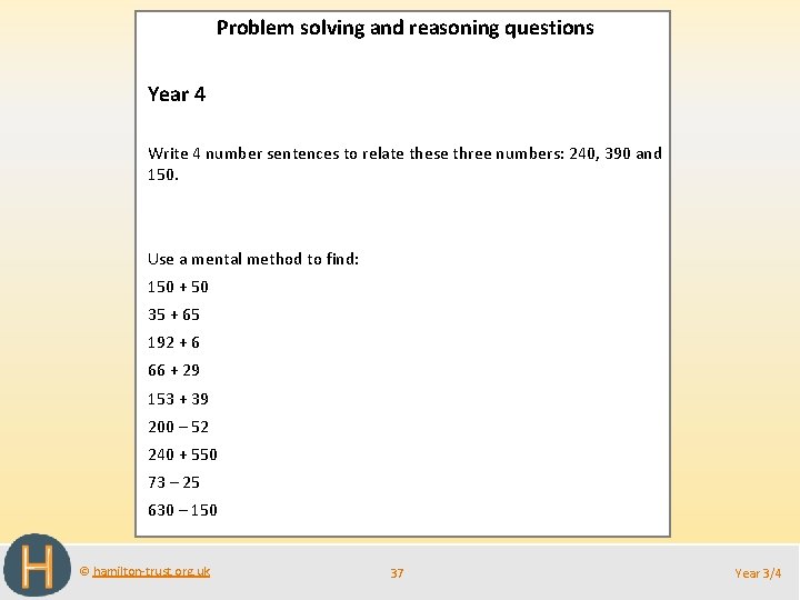 Problem solving and reasoning questions Year 4 Write 4 number sentences to relate these Problem solving and reasoning questions Year 4 Write 4 number sentences to relate these