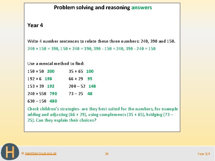 Problem solving and reasoning answers Year 4 Write 4 number sentences to relate these Problem solving and reasoning answers Year 4 Write 4 number sentences to relate these