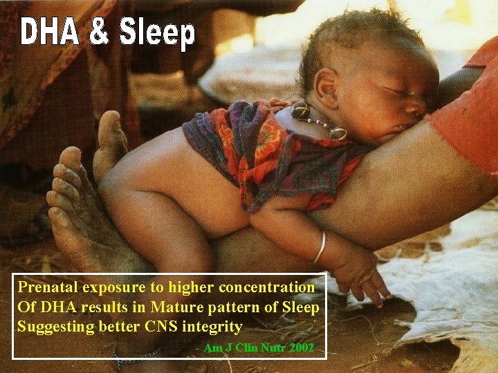 Prenatal exposure to higher concentration Of DHA results in Mature pattern of Sleep Suggesting