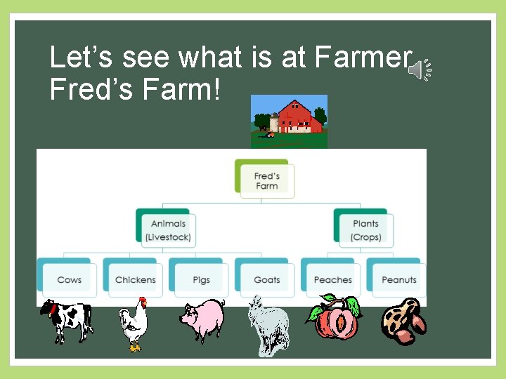Let’s see what is at Farmer Fred’s Farm! 