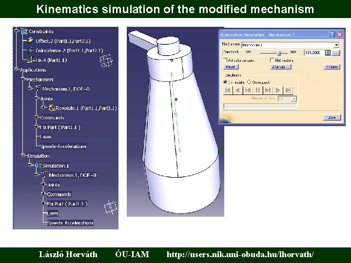 Kinematics simulation of the modified mechanism László Horváth ÓU-IAM http: //users. nik. uni-obuda. hu/lhorvath/