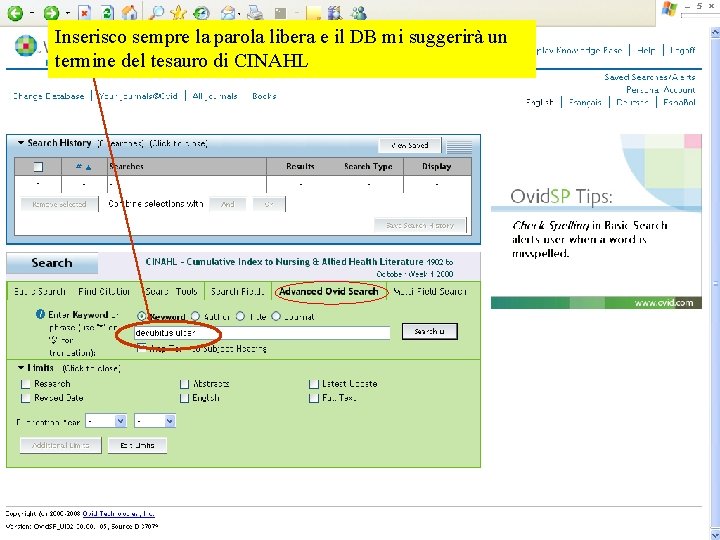Inserisco sempre la parola libera e il DB mi suggerirà un termine del tesauro