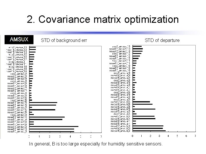2. Covariance matrix optimization STD of background err STD of departure In general, B