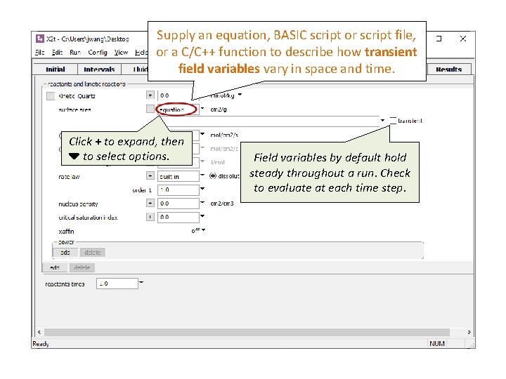 Supply an equation, BASIC script or script file, or a C/C++ function to describe