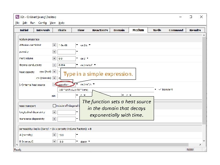 Type in a simple expression. The function sets a heat source in the domain
