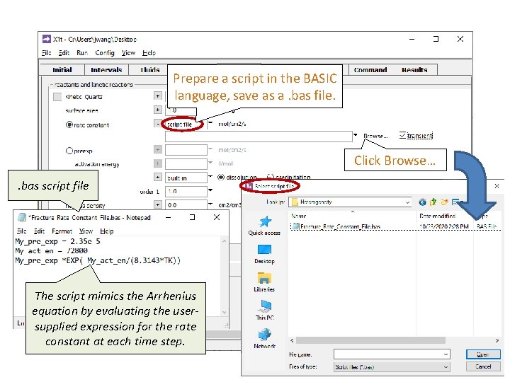 Prepare a script in the BASIC language, save as a. bas file. Click Browse….