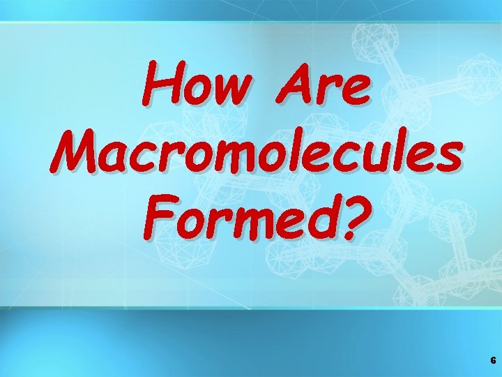 How Are Macromolecules Formed? 6 