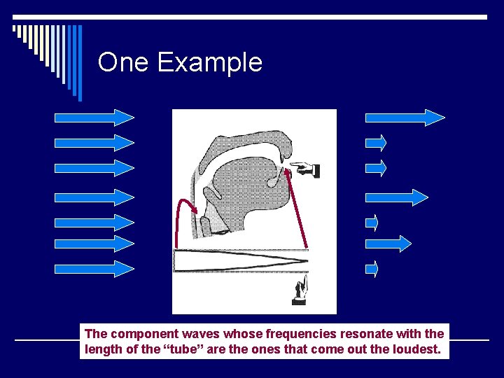 One Example The component waves whose frequencies resonate with the length of the “tube”