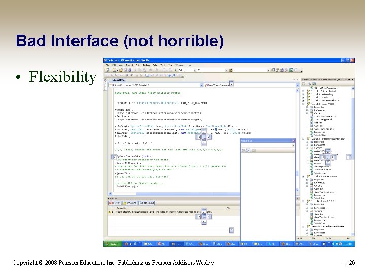Bad Interface (not horrible) • Flexibility Copyright © 2008 Pearson Education, Inc. Publishing as
