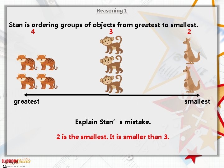 Reasoning 1 Stan is ordering groups of objects from greatest to smallest. 4 3