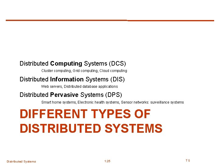 Distributed Computing Systems (DCS) Cluster computing, Grid computing, Cloud computing Distributed Information Systems (DIS) Distributed Computing Systems (DCS) Cluster computing, Grid computing, Cloud computing Distributed Information Systems (DIS)