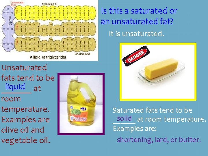 Is this a saturated or an unsaturated fat? It is unsaturated. Unsaturated fats tend