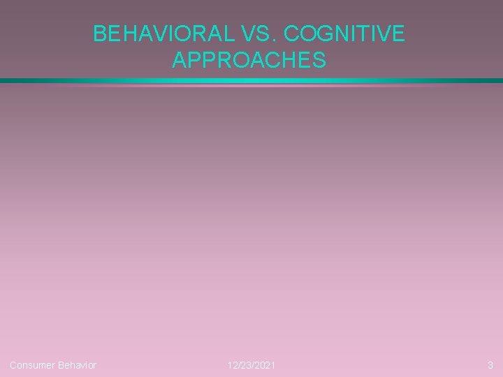BEHAVIORAL VS. COGNITIVE APPROACHES Consumer Behavior 12/23/2021 3 